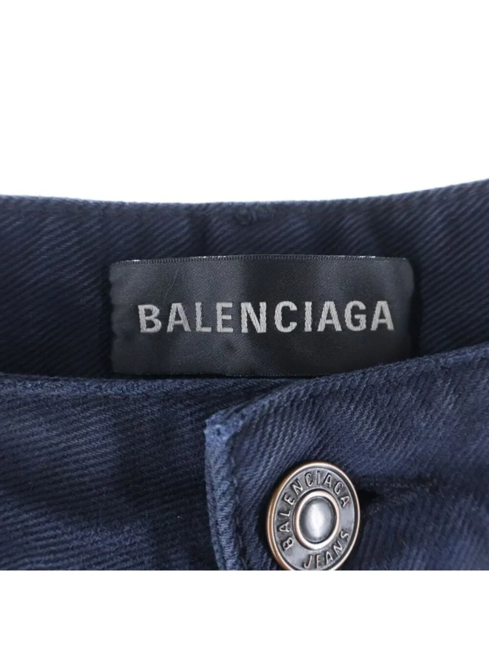 Balenciaga Curved Knee Pants Distressed Denim Blue